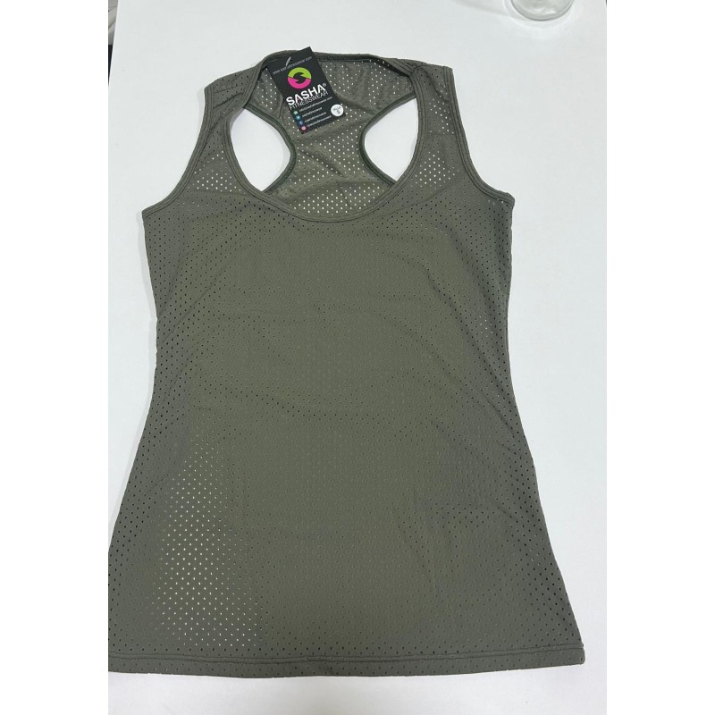 Verde Militar Camiseta Agujeros - Sasha Active Wear