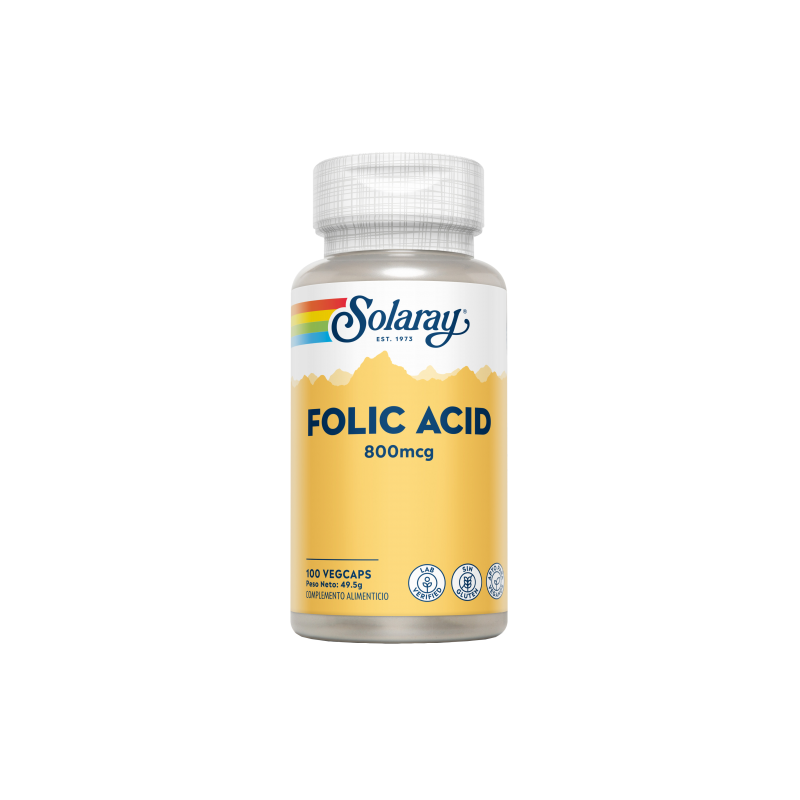 Folic Acid 800 mcg 100 Cápsulas - Solaray