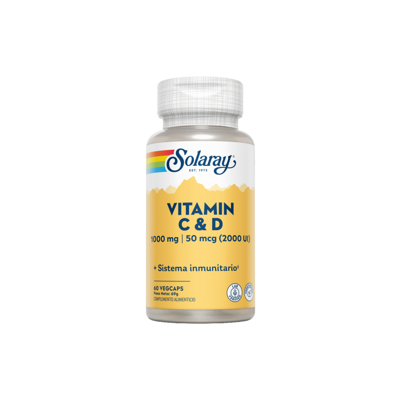 Vitamin C ( 1000 mg) + D ( 2000UI) 60 Vegcaps - Solaray