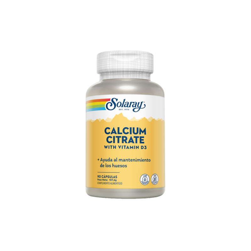 Calcium w/D3 Citrate 1000mg 90 Cápsulas - Solaray