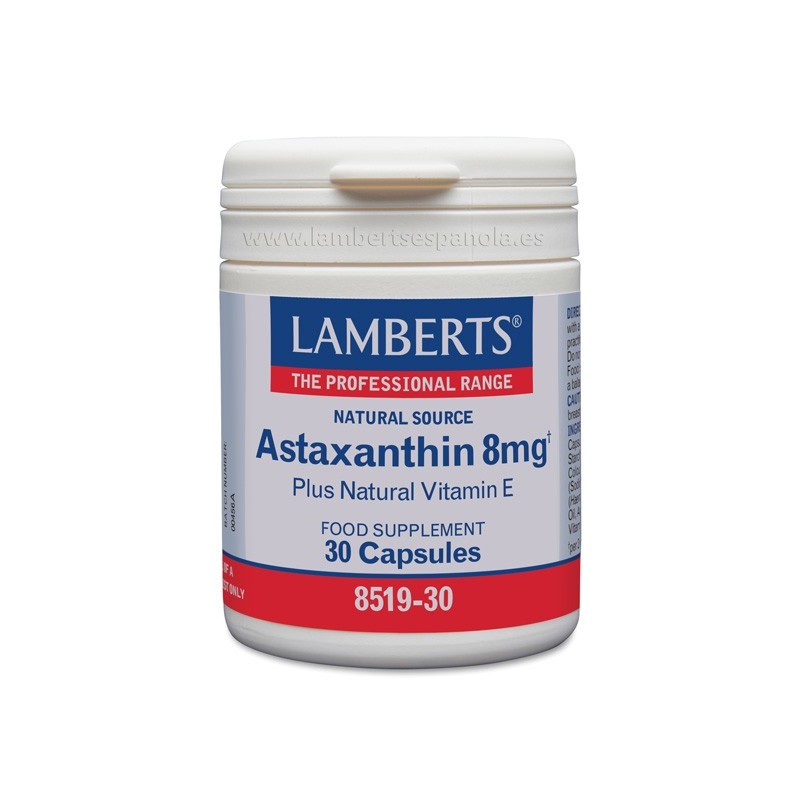 Astaxantina 8 mg con Vitamina E natural 30 Cápsulas - Lamberts