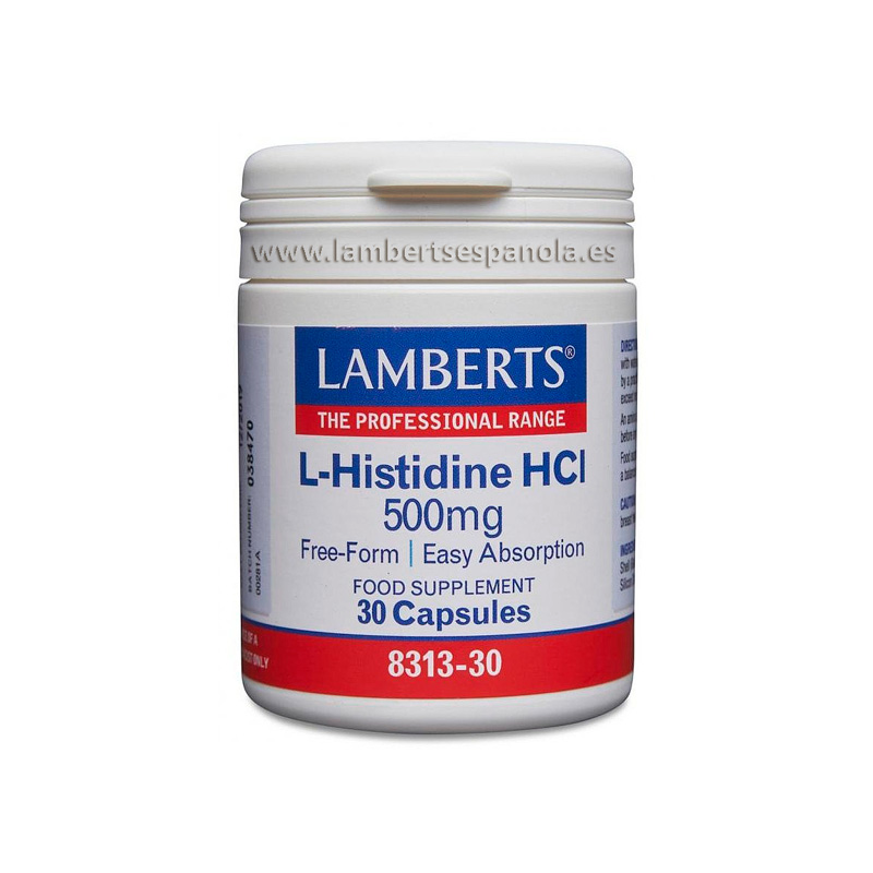 L-Histidina HCI 500mg 30 Cápsulas - Lamberts