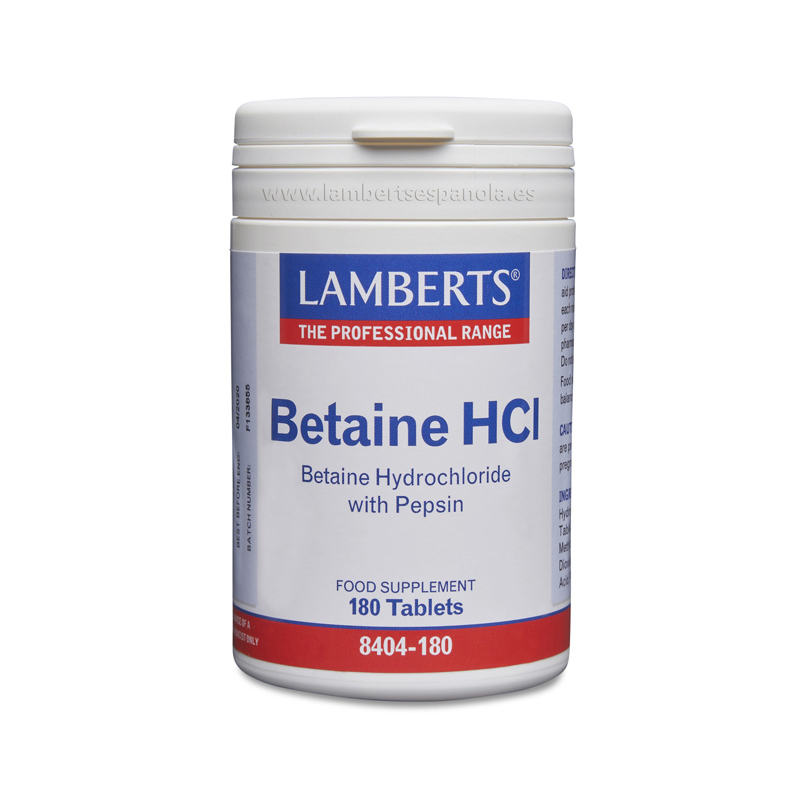 Betaína HCI 324mg 180 Tabletas - Lamberts