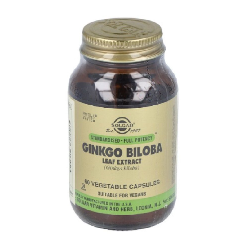 Ginkgo Biloba Extracto de Hoja 60 VegCaps - Solgar