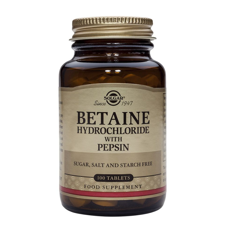 Betaína Clorhidrato con Pepsina 100 Comprimidos - Solgar